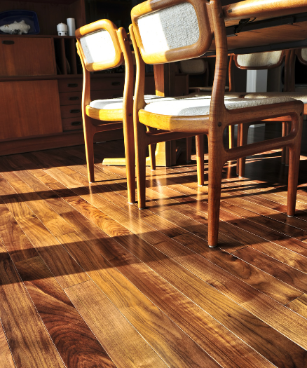 A pair of chairs sitting on top of a wooden floor